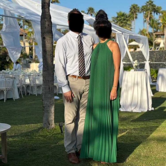 NEW PLUS ❤️ / Regular Size - Elegant Green Halter Maxi Dress - Picture 8 of 10